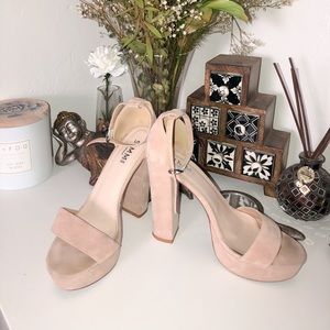 Simmi Nude / Pink Platform Strap Heels